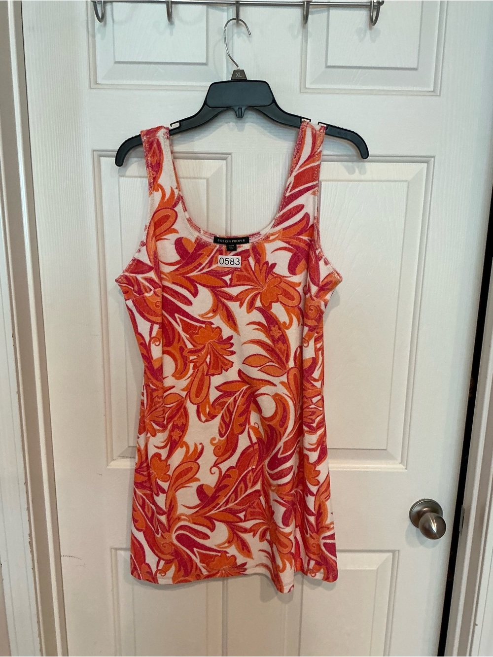 Boston Proper Orange and Pink Floral Mini Dress